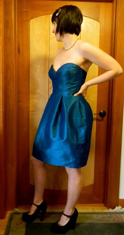 Blue Gala Dress With Exposed Darts in Bodice