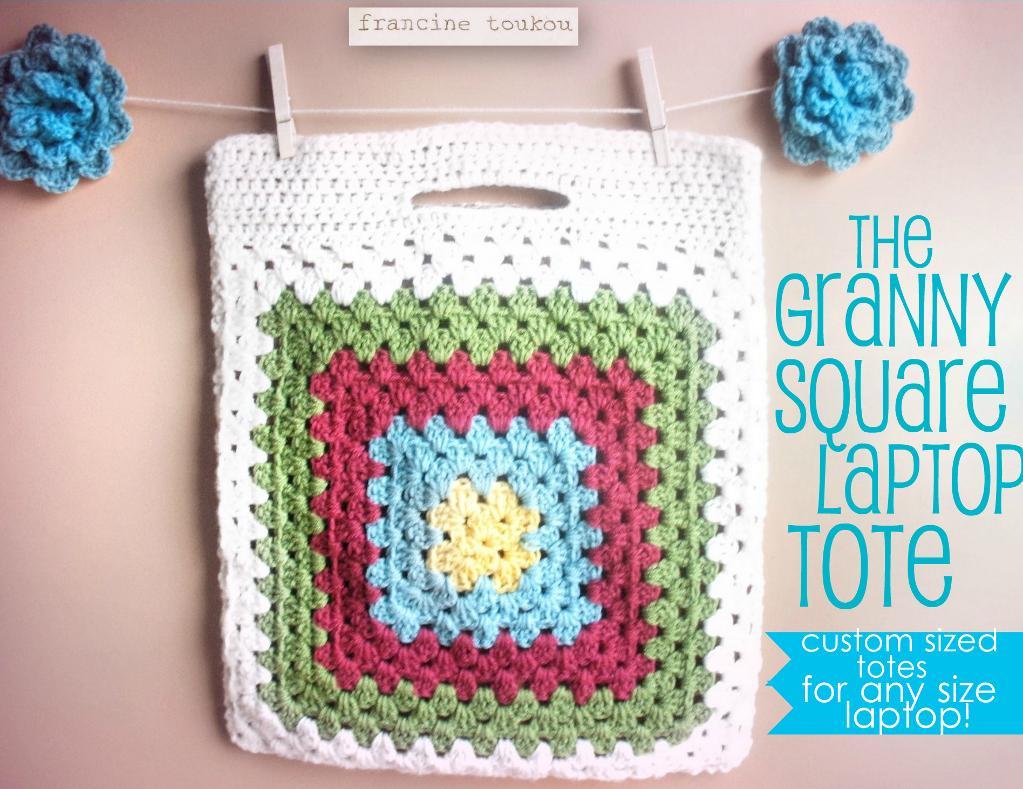 Granny square crochet laptop bag