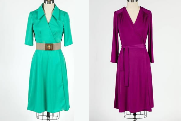 Teal and Magenta Knit Wrap Dresses on Craftsy! 