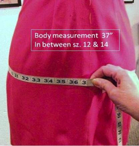 Skirt body measurement 37" in between size 12 & 14