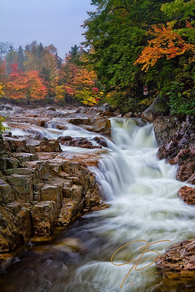 Rocky Gorge along New Hampshire's Kancamagus Highway in the rain