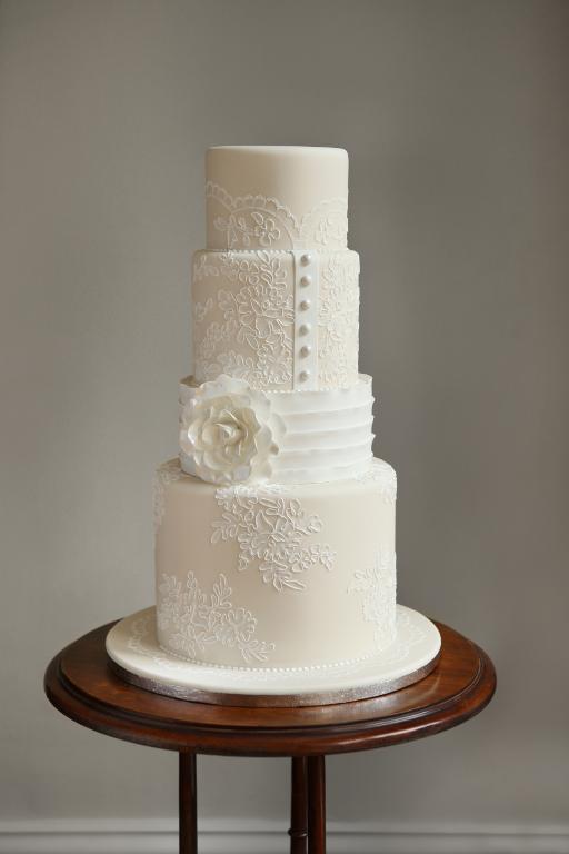 White wedding cake with royal icing by Zoe Clark