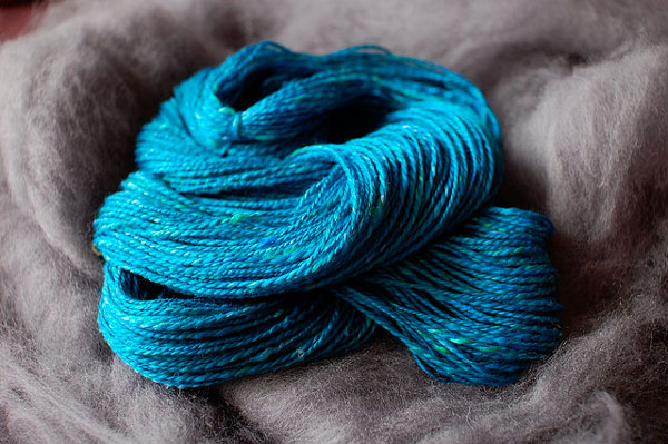 Teal and Gray Spinning Fiber