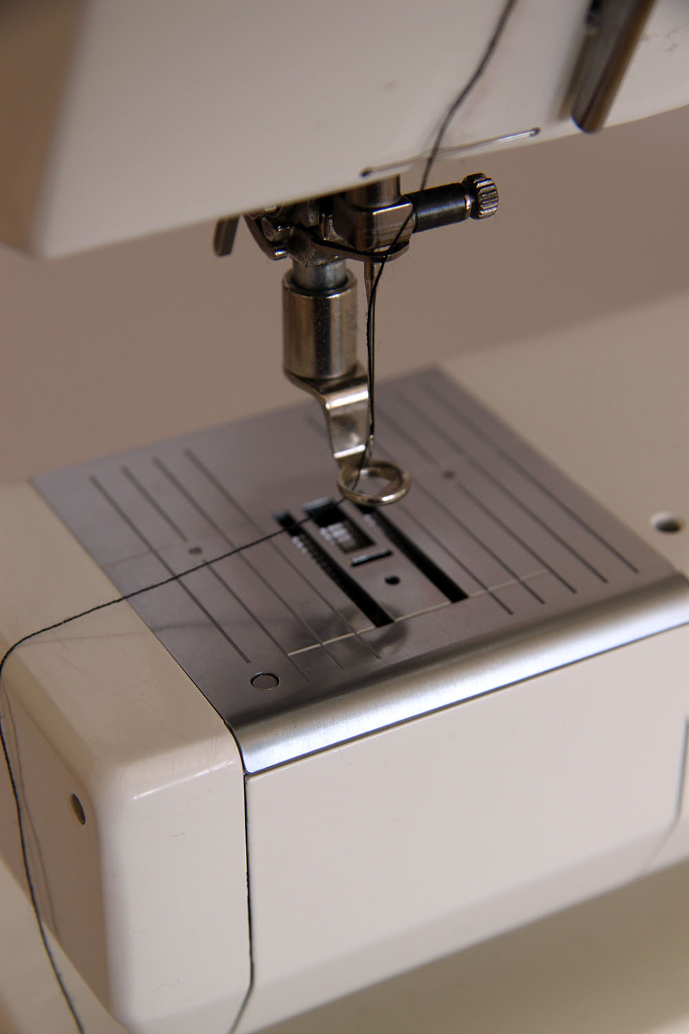 Close up of darning foot on Bernina sewing machine