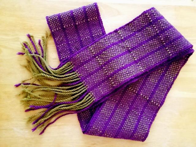 woven scarf with twisted fringe