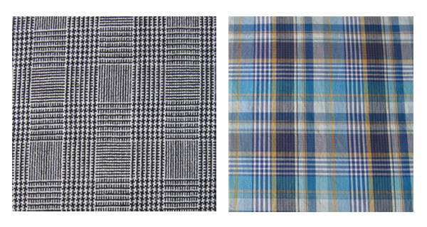 Two plaid fabric swatches