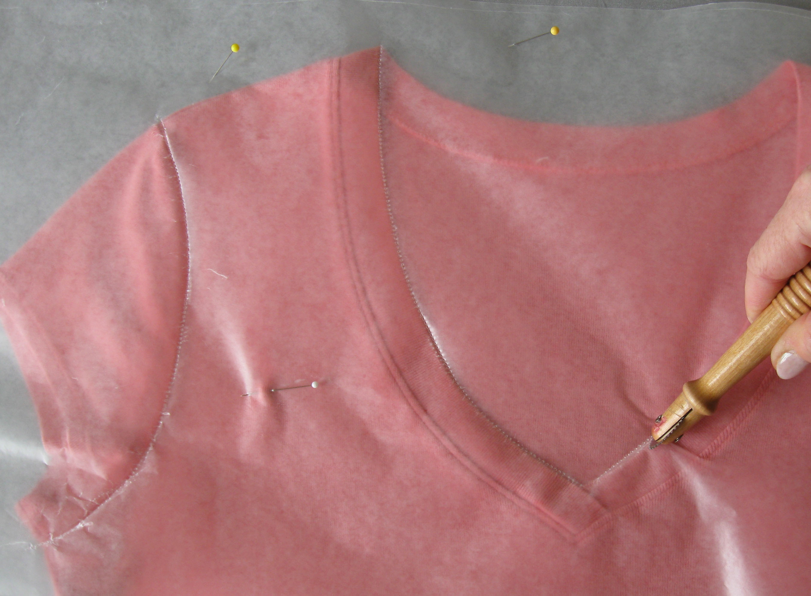 Tracing a t-shirt using wax paper