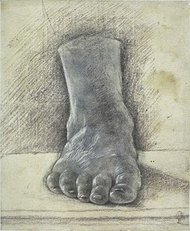 Codex Vallardi drawing of the foot by Leonardo da Vinci