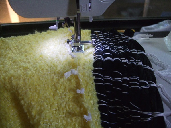 seam in progress on sewing machine