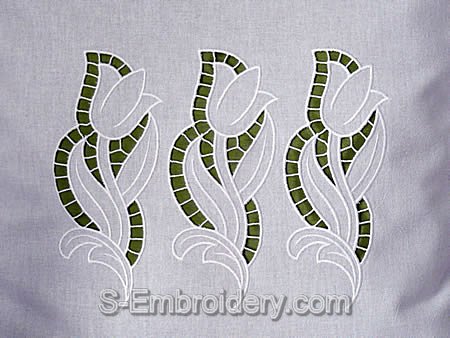 S-Embroidery cutwork tulip