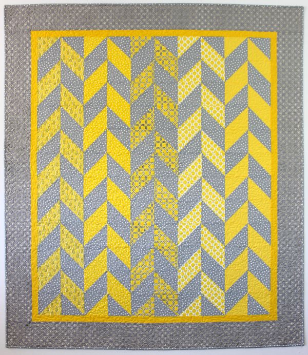 Pretty gray and yellow Herringbone Quilt