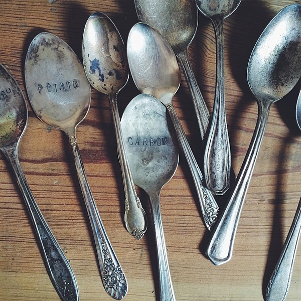 Collection of Vintage Spoons turned Garden Markers