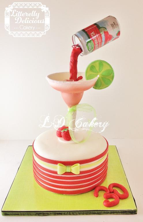 Floating Straw-ber-rita Cake