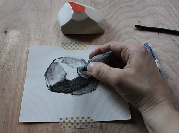 Erasing and shading a charcoal drawing
