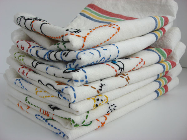 embroidered tea towels