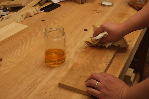 Wiping on shellac with a rag