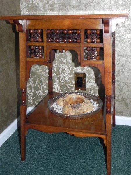 Wood Side Table with Turned Legs