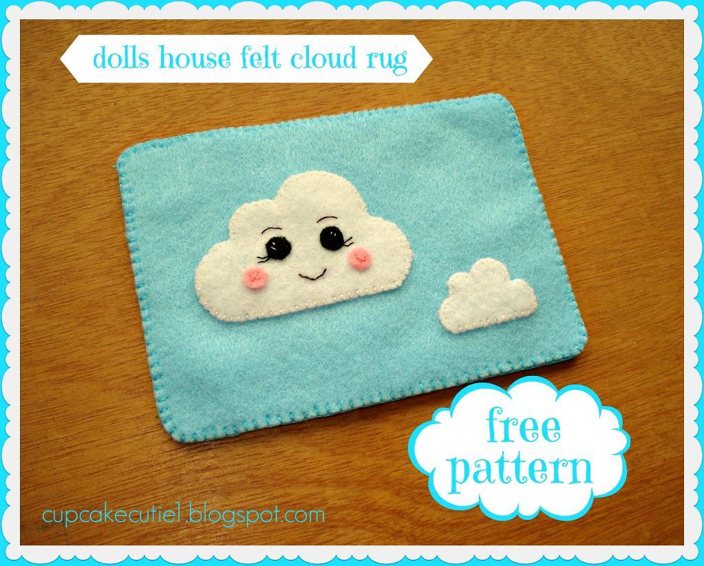 Doll house felt cloud rug