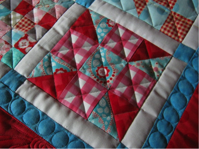 Simply Crosshatching to enhance a busy quilt