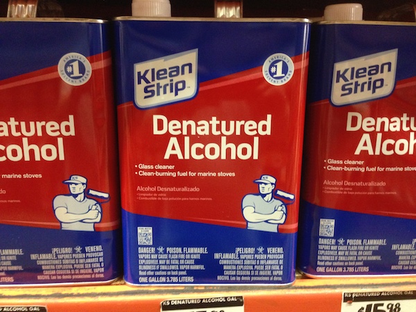 Denatured Alcohol. This brand contains methanol as the denaturing agent, which is very toxic.