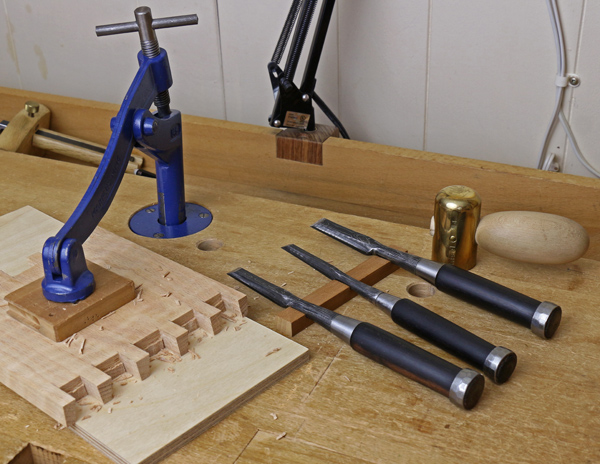 Variety of chisels for woodworking