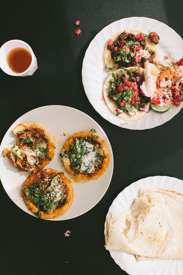 Plates full of delicious mexican street food