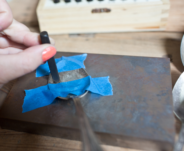 Stamping Letters into Silver Spoon