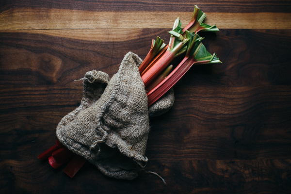 Bundle of fresh rhubarb