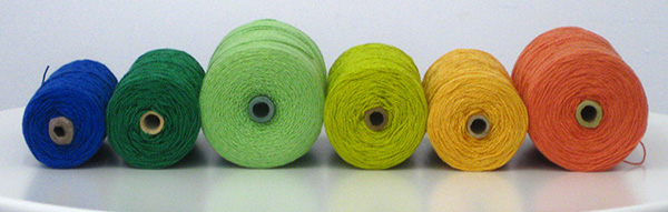Orange Yellow Green & Blue yarns