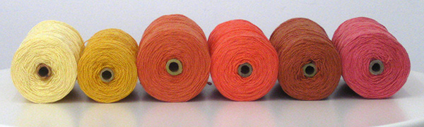 Pink orange and gold yarns