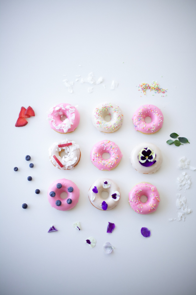 Variety of Decorated Doughnuts