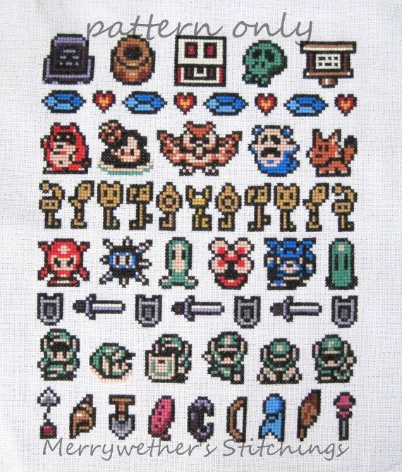 Zelda cross stitch sampler