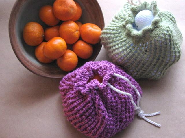 Knitted produce storage bag