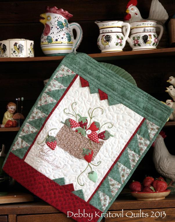 Quilt Pattern With Applique Strawberries