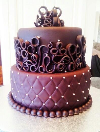 Whimsical quilled chocolate fondant cake