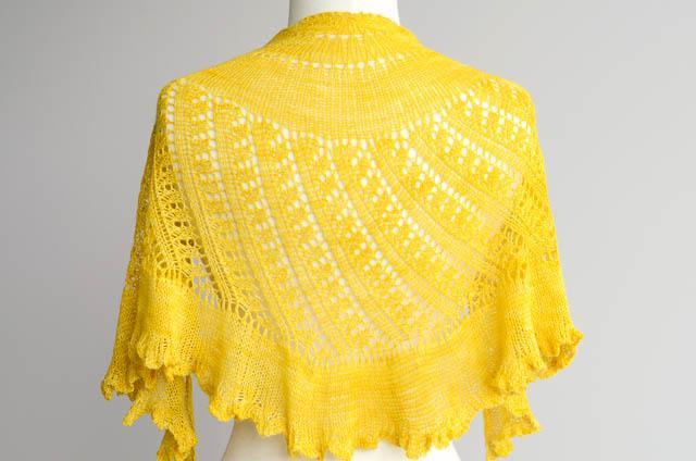 Yellow Lace Shawl on a Dressform