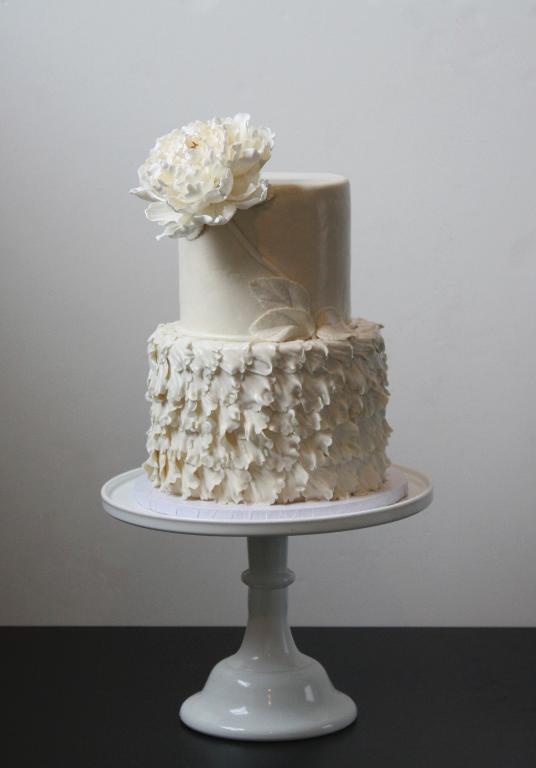 peony petal white wedding cake