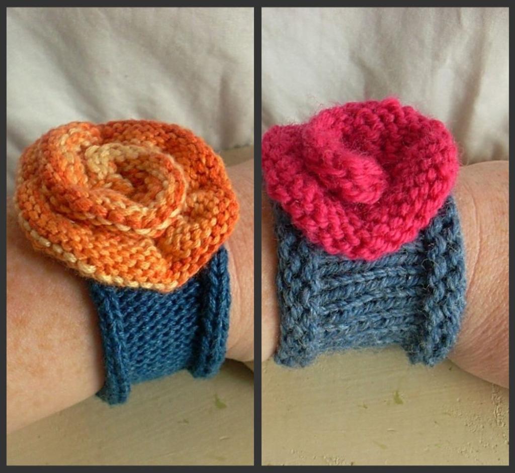 Knitted rose cuff