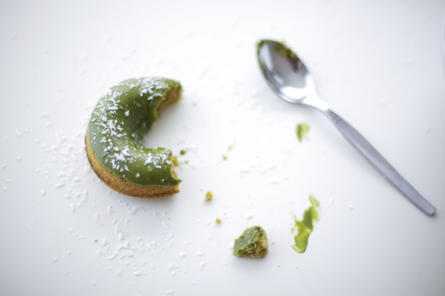 Half Eaten Doughnut with Green Tea Glaze