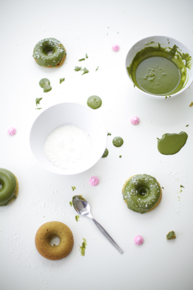 Matcha Green Tea Glazed Doughnuts