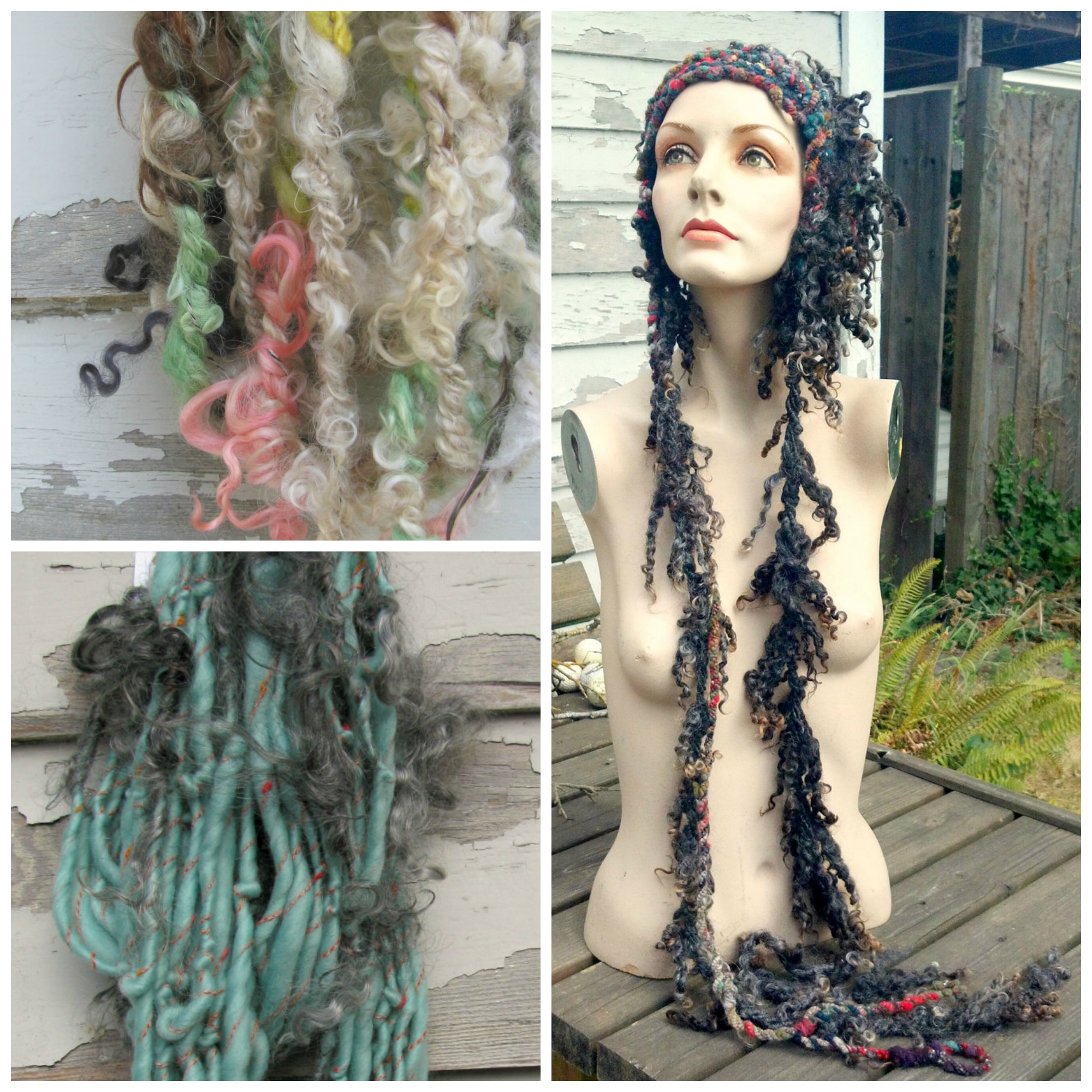 Handspun Yarn and Crochet Hat with Wool Locks by Girl with a Hook 