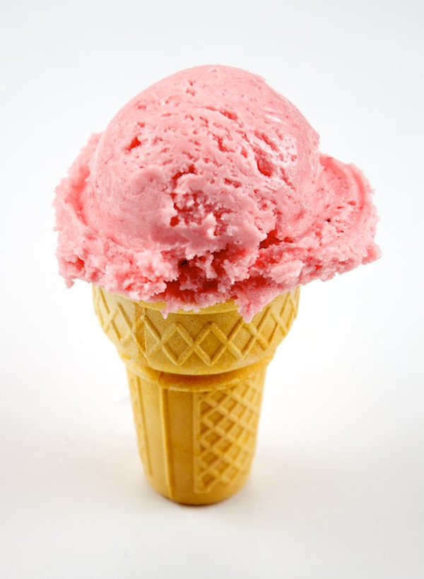 Scoop of Pink Ice Cream on a Cone
