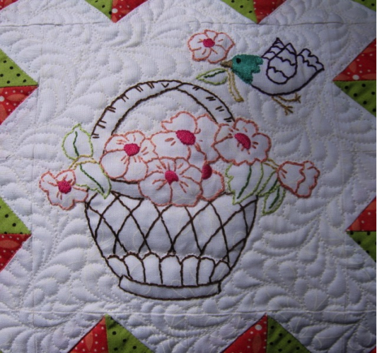 May Basket Quilted Pillow Custom quilt design