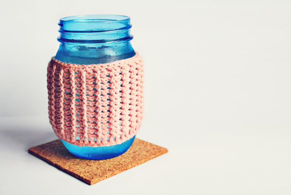 Crocheted rib jar cover