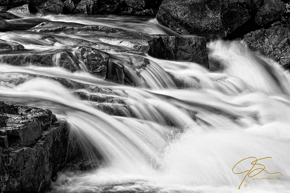 Ansel Adams Style Waterfall B&W