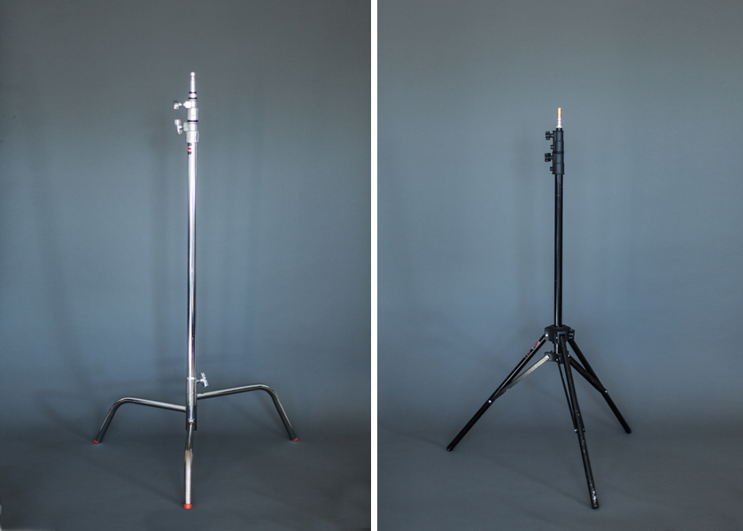 A C-Stand (left) and a tripod stand