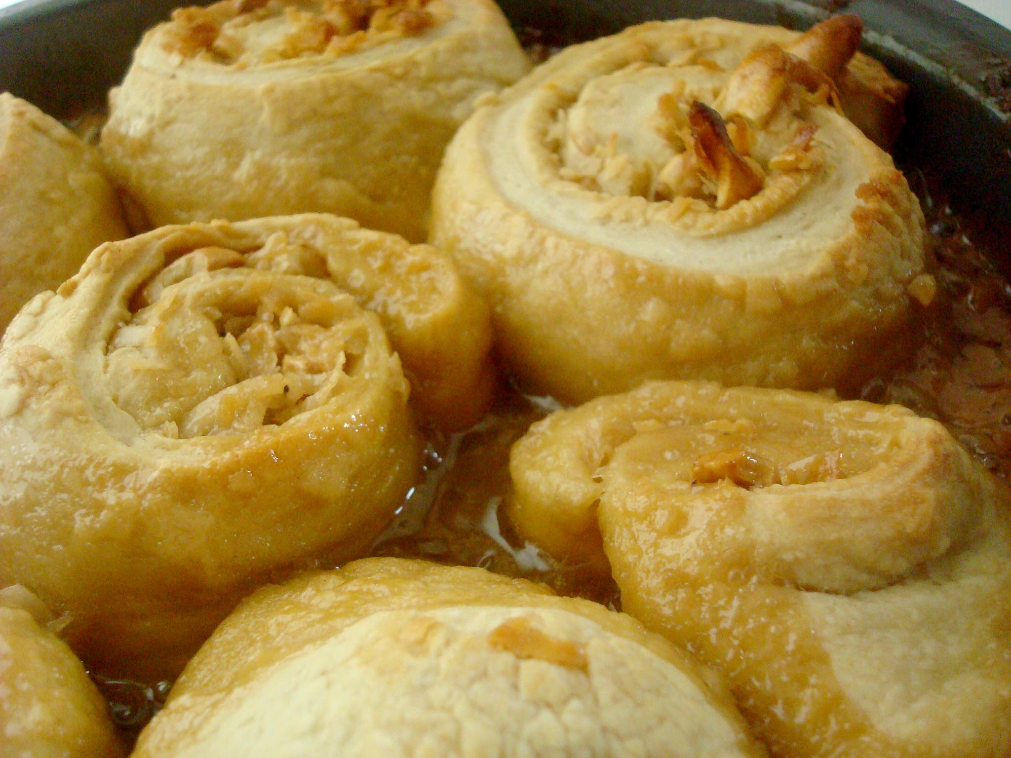 Pan full of baked homemade sticky buns