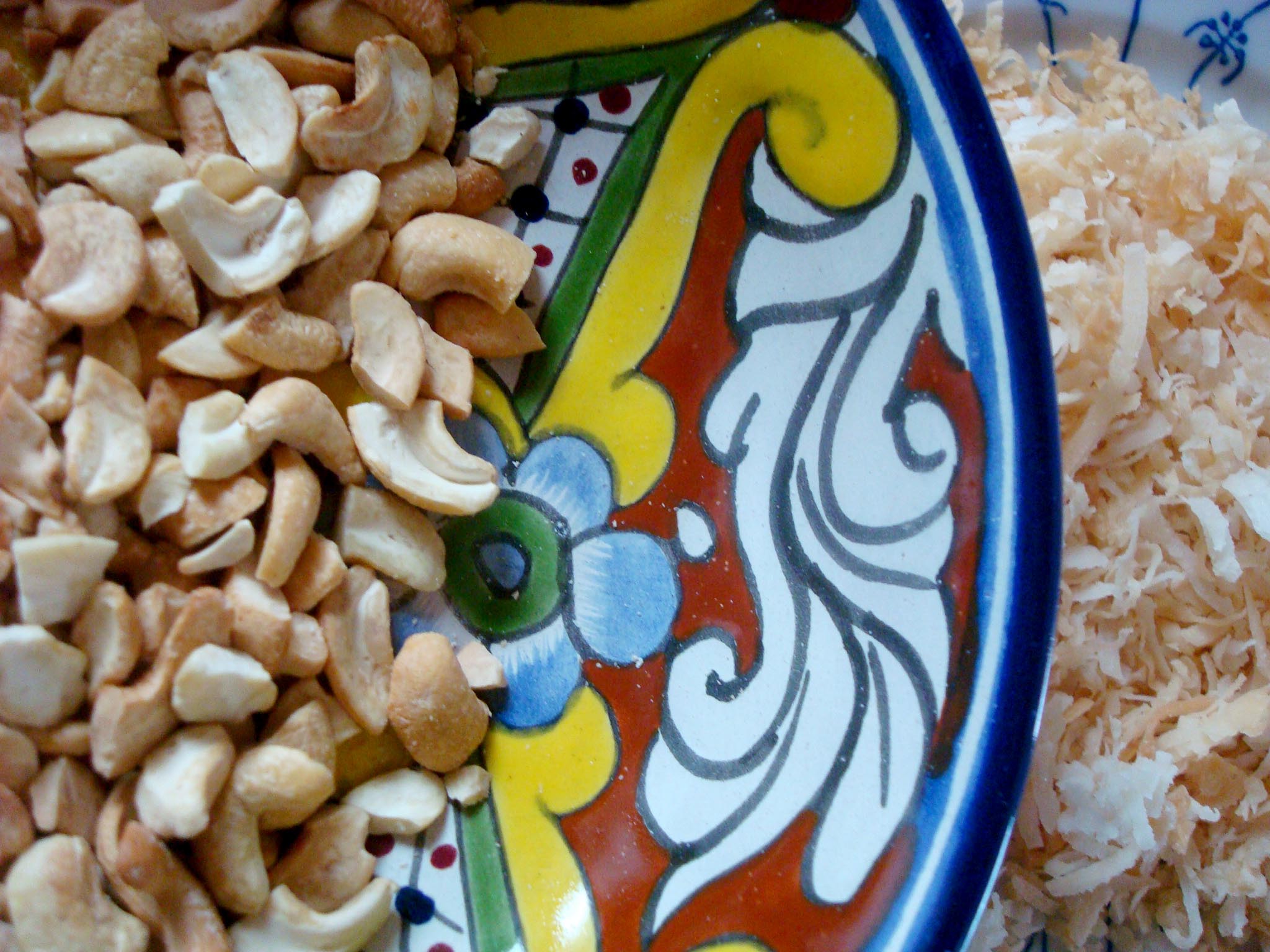 Crunchy cashews and toasted coconut