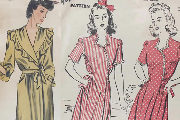 Sewing Pattern Images for a Vintage Wrap Dress
