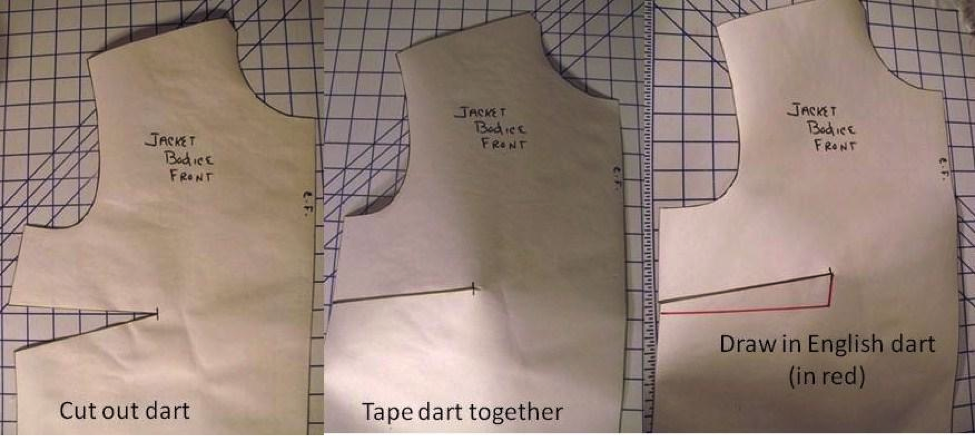 Cut out dart, tape together, draw in dart